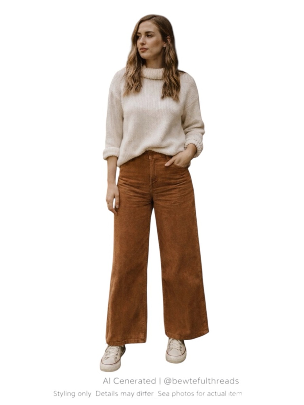 Rust Corduroy Wide-Leg Pants Cabin Core Cozy Minimalist W24